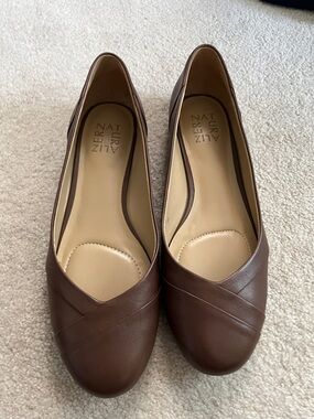 Naturalizer Brown Leather Slip-On Ballet Flats